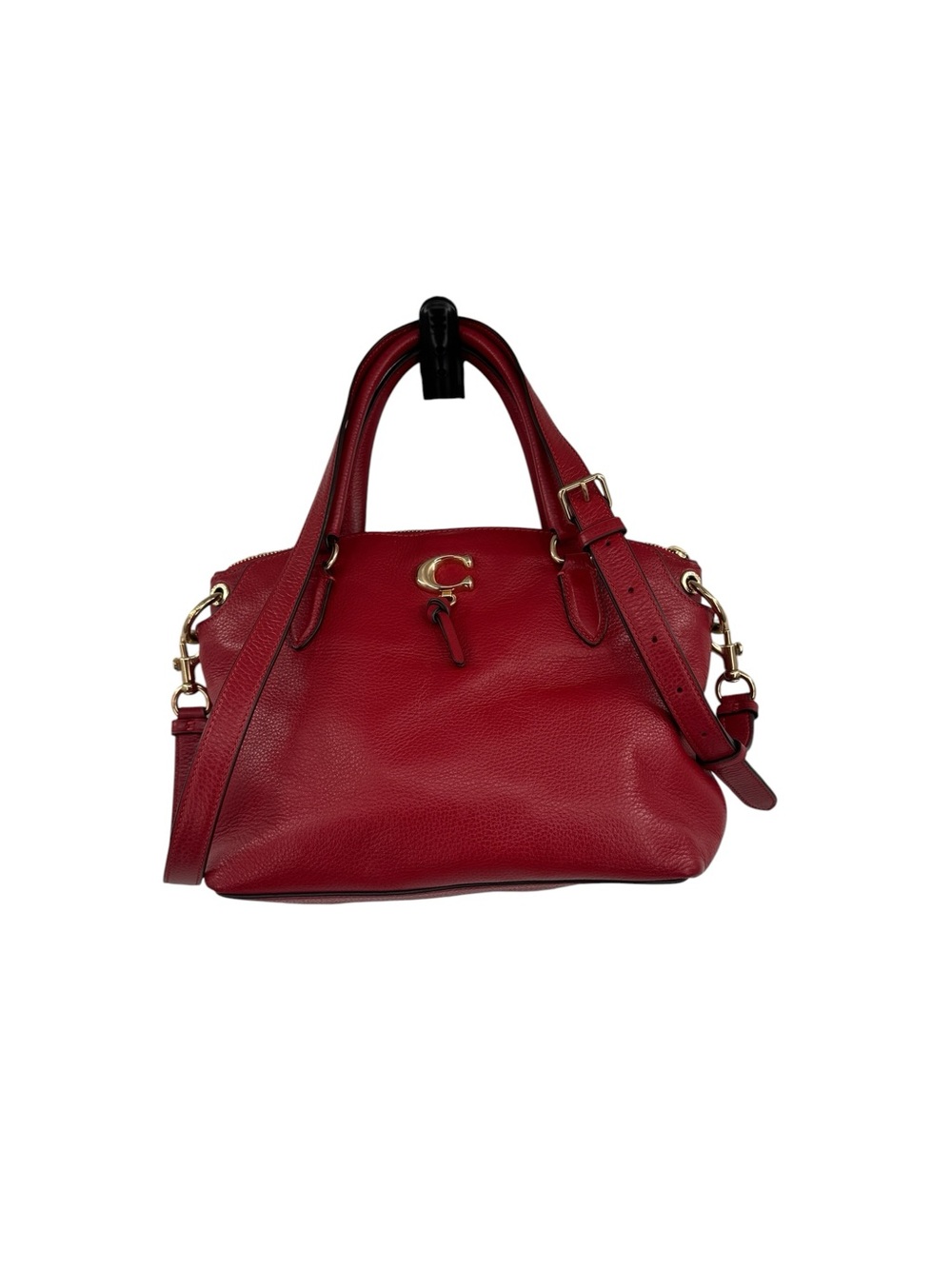 Coach Remi Pebbled Leather Satchel Crossbody Bag Tru Red